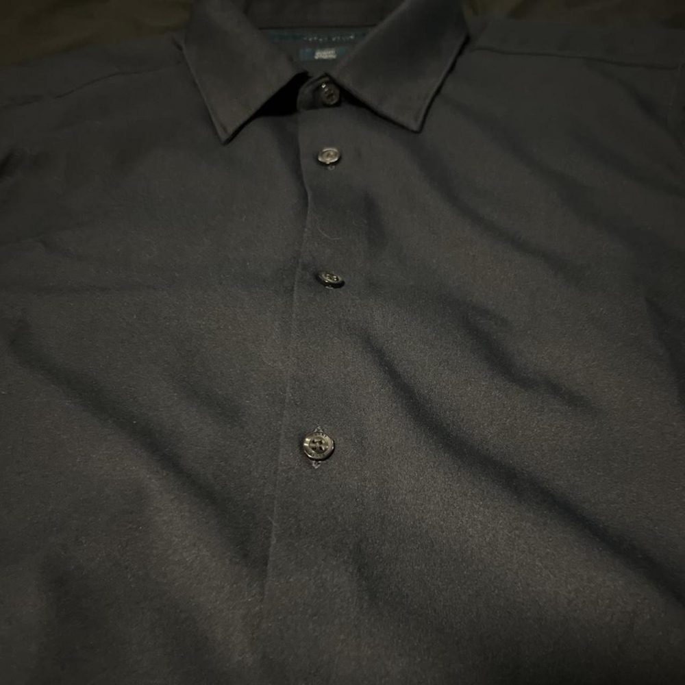 Perry Ellis black slim fit stretch button up shirt #preppy #formal